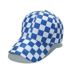 Blue and white checkerboard pattern baseball cap for outdoor sun protection sport wear