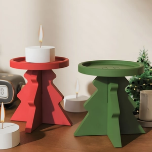 Christmas tree candle holder set with red and green silicone molds for festive decor