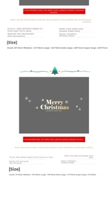 Detailed spec chart of PVC electrostatic white snowflake window stickers for Christmas decor