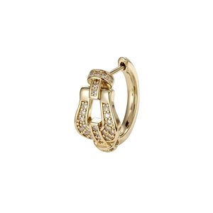 Elegant gold horseshoe hoop earring featuring micro-pave cubic zirconia stones