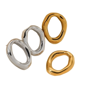 Irregular geometric stainless steel hoop earrings in gold and silver finishes