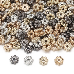 Flower Shape Spacer Beads Electroplated Plastic Loose Snowflake Beads For DIY Jewelry Making Metallic Craft Accessories