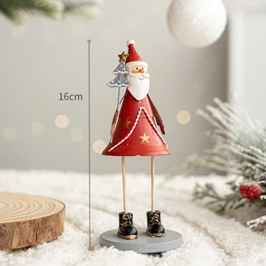 Nordic 16cm metal Santa Claus iron ornament for festive Christmas tabletop decoration