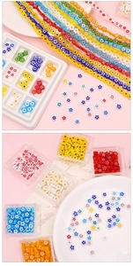 Detailed macro view of 6mm millefiori flower glass beads for DIY bracelet and necklace making
