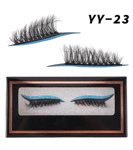 Blue glitter eyeliner stickers and thick false eyelashes set in black box model YY-23