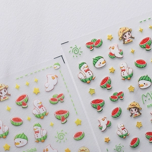 5D stereoscopic summer watermelon and cute cartoon characters nail art stickers set