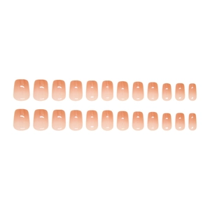 24pcs square oval press-on nails with glossy nude pink gradient finish and clear texture