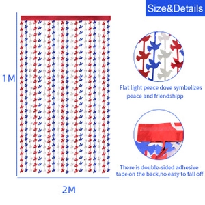 Red white blue peace dove foil fringe curtain 1x2M detail showing adhesive tape