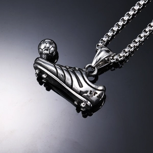 Football Shoe And Ball Pendant Necklace 316L Stainless Steel Polished Hip Hop Sports Jewelry For Men Women
