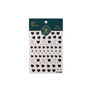 Stickers ongles rétro M-984 avec cœurs et croix holographiques sur emballage pro