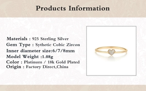 Detailed product specifications for S925 sterling silver ring with cubic zirconia