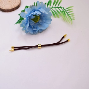 Brown braided Milan cord bracelet with 18K gold-plated sliding clasp for jewelry making