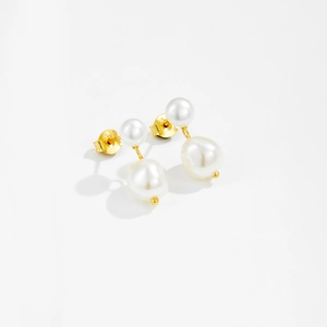 Elegant S925 sterling silver drop earrings featuring vertical baroque irregular pearls