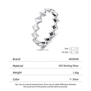 Vintage S925 sterling silver geometric star ring with 4.4mm width and sawtooth design