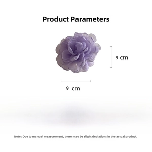 Detail showing dimensions and weight of the 9cm purple tulle rose hair claw clip
