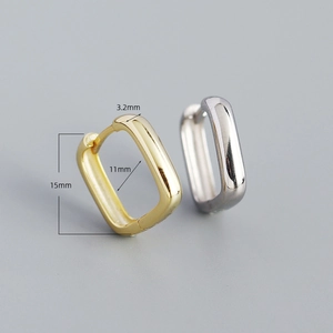 S925 sterling silver minimalist square hoop earrings in gold and silver finish