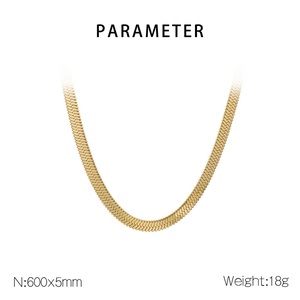 Detail view of 600x5mm gold stainless steel blade chain with weight specifications