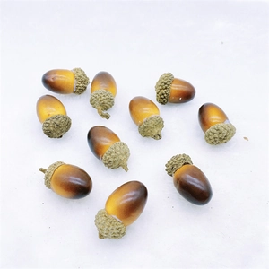 Close-up of 10-piece lifelike artificial acorns for autumn and Christmas home decor