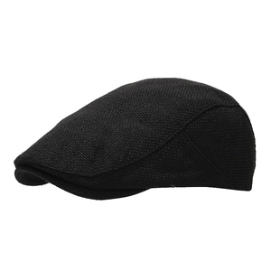 Classic black knitted ivy cap for men and women with a retro minimalist aesthetic