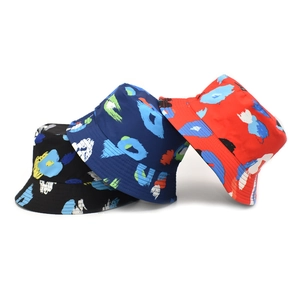 Cappello da pescatore reversibile da donna con stampa graffiti astratta colorata