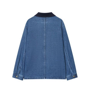 Giacca di jeans con colletto in velluto a coste e polsini con bottoni sul retro