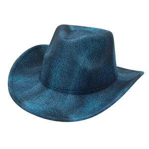 Western Cowboy Hat Textured Cotton Polyester Wide Brim Vintage Jazz Fedora For Men Women
