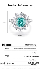Detailed product specification of S925 silver ring with 8mm green cushion-cut gemstone