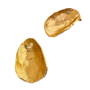 Abstract textured gold petal earrings with irregular matte finish for women