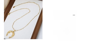 Detailed macro view of a gold dolphin pendant with matte finish on a beaded chain