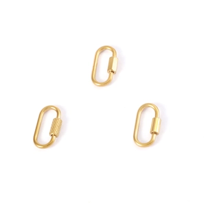 Golden stainless steel oval screw gate carabiners for DIY keychain and bag accessories