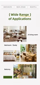 Collage of boho macrame hanging shelf used in balcony and bedroom interior decor