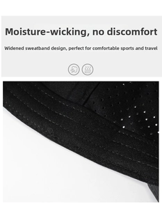 Close-up of a black mesh baseball cap featuring a wide moisture-wicking sweatband inside