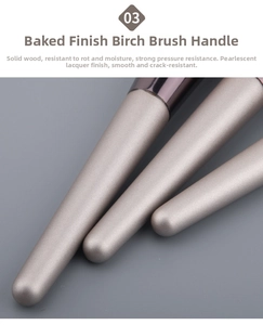Detailed macro view of champagne gold birch wood handles with pearlescent lacquer finish