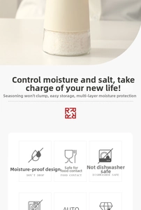 Detail view of moisture-proof seasoning jar with built-in spoon and salt control design