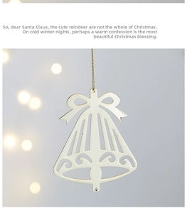 Hollow bell Christmas ornament with bow detail and gold string for festive tree decor