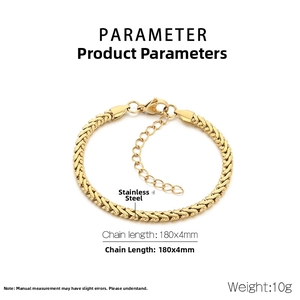 Vista dettagliata dei parametri del bracciale a catena dorata 4mm in acciaio inossidabile