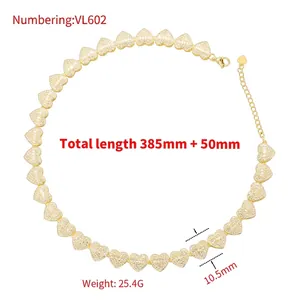 Chic gold-plated heart chain necklace with sparkling zircon pave and lobster clasp