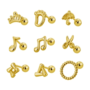 Stainless Steel Stud Earrings Screw Back Ball Geometric Animal Cartoon Piercing Jewelry For Women Girls Minimalist