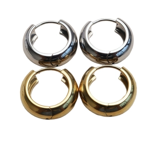 316L stainless steel chunky hoop earrings in polished gold and silver finishes