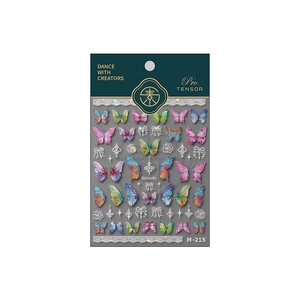 Colorful butterfly nail art stickers with frosted texture and adhesive backing for DIY manicures