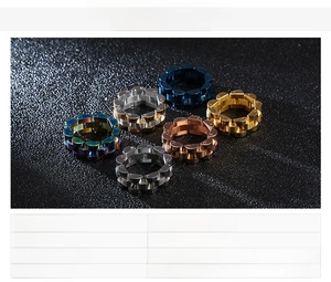 Detail showing various colors of stainless steel watch band chain link rings for men