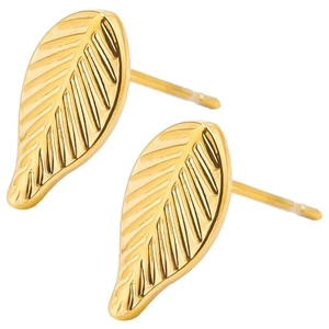 Eleganti orecchini a lobo in foglia d'oro in acciaio inossidabile 304 con venature