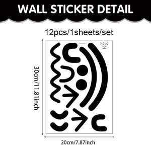 Funny smiling face PVC toilet stickers set of 12 for bathroom wall decoration 20x30cm