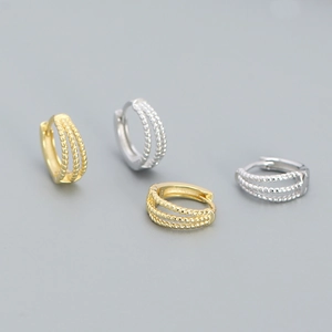 925 Sterling Silver Huggie Hoop Earrings Multi Layer Twist Minimalist Elegant Jewelry For Women Lightweight Polished