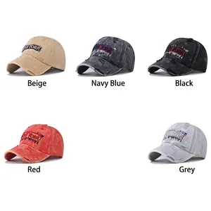 Vintage washed baseball cap with New York embroidery in five assorted colors