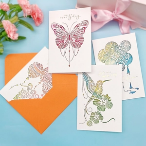 3D pop-up Mother's Day cards set with colorful hollow-out floral designs and envelope