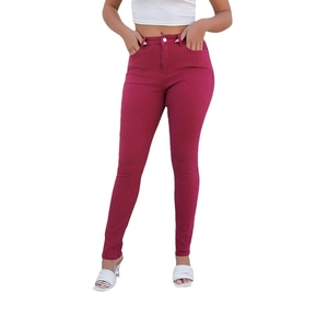 High-waist magenta skinny jeans for women in stretch denim featuring a sleek slim-fit design
