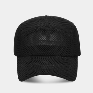 Berretto da baseball minimalista nero in mesh traspirante con visiera curva per il sole