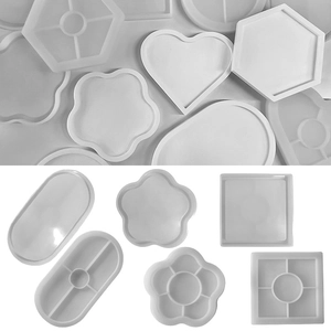 Set di stampi in silicone per sottobicchieri e vassoi fai-da-te a forma di cuore e fiore
