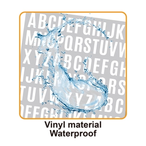 Waterproof vinyl alphabet stickers A-Z with water splash effect for labels and notebooks